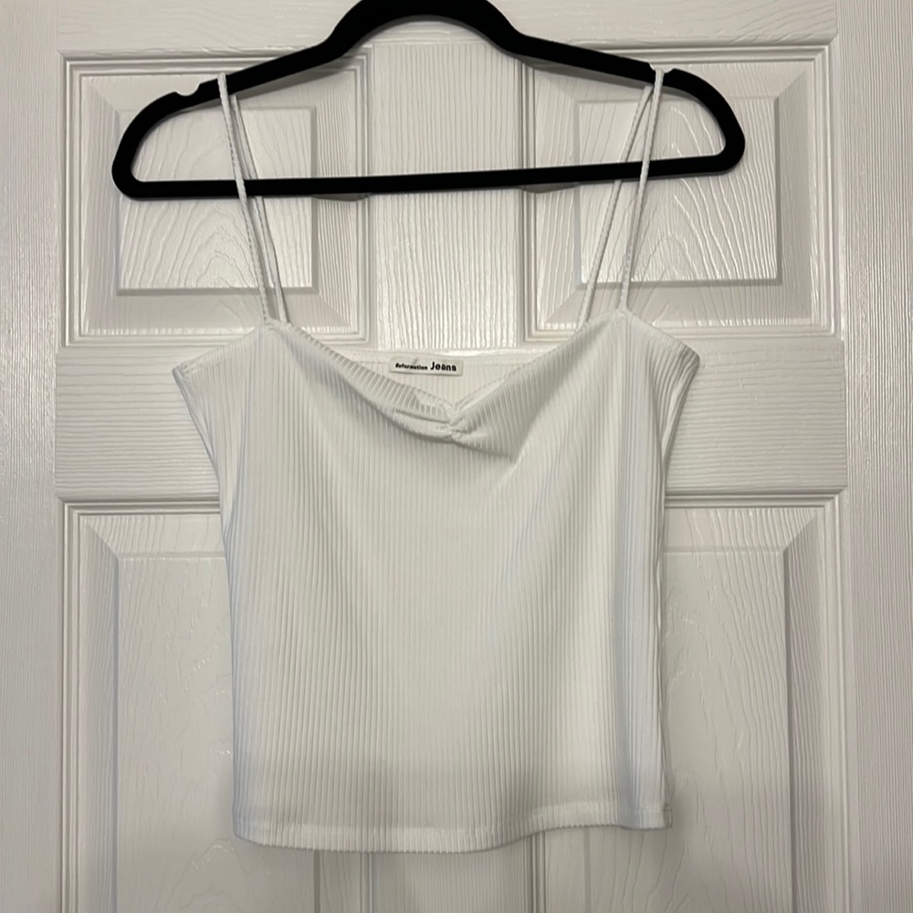 Reformation White Ribbed Tank Top